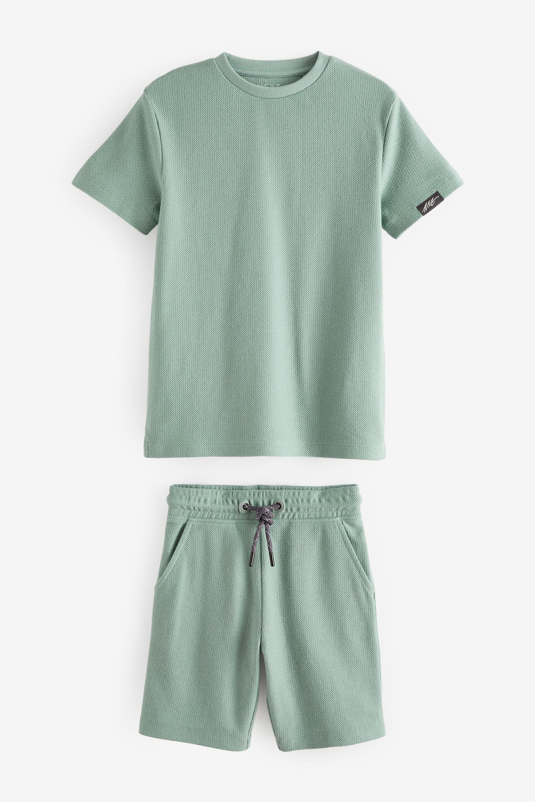 Buy Green Texture 100 Cotton Shorts and T Shirt Set 3 16yrs from the Next UK online shop