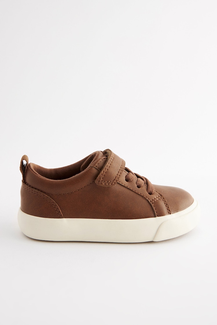 Tan Brown Standard Fit (F) Touch Fastening Elastic Lace Trainers - Image 2 of 5