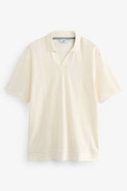 Ecru Cuban Collar Textured Short Sleeve Polo Shirt - Image 5 of 6