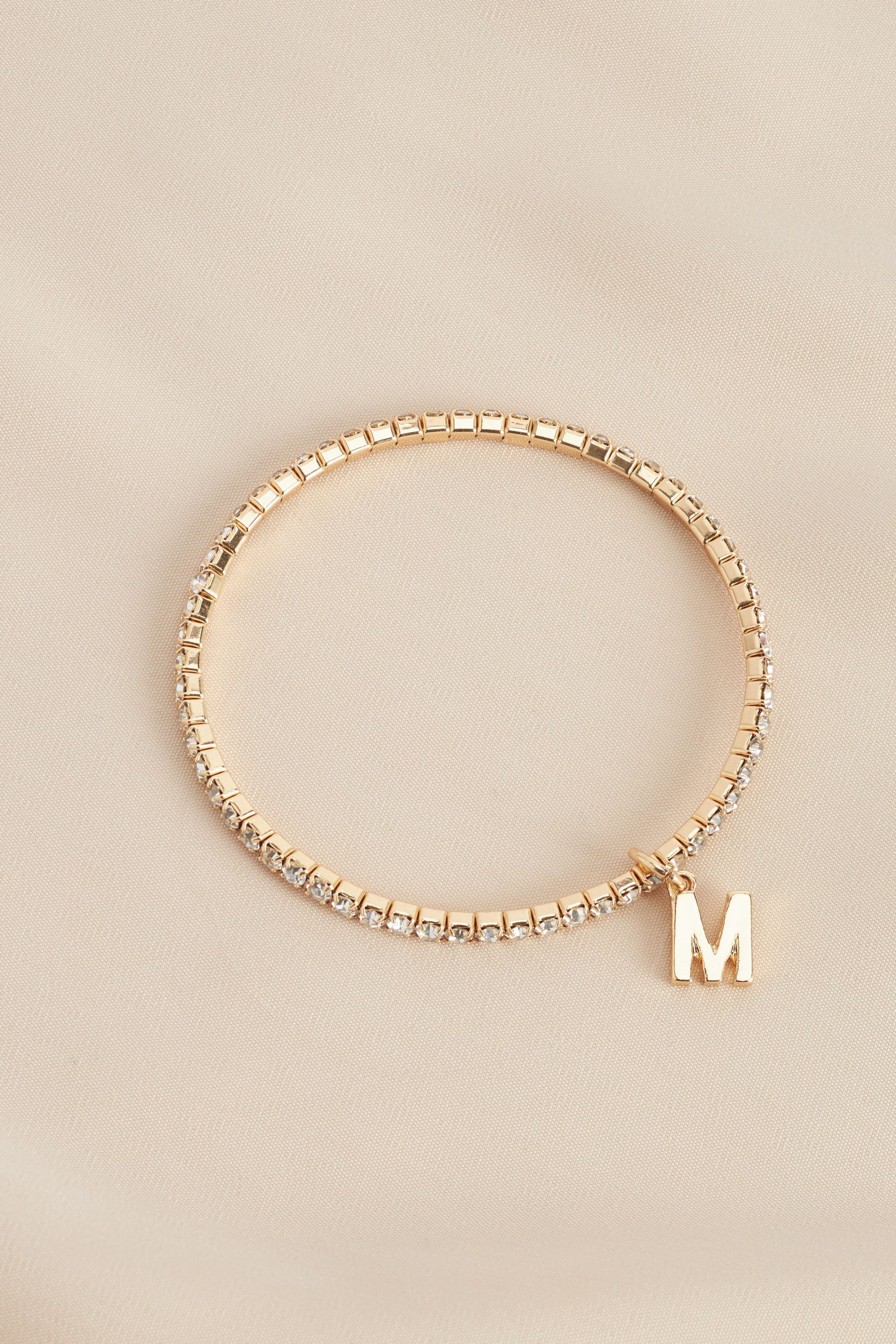 Gold Tone Initial Bracelet Letter M - Image 1 of 3