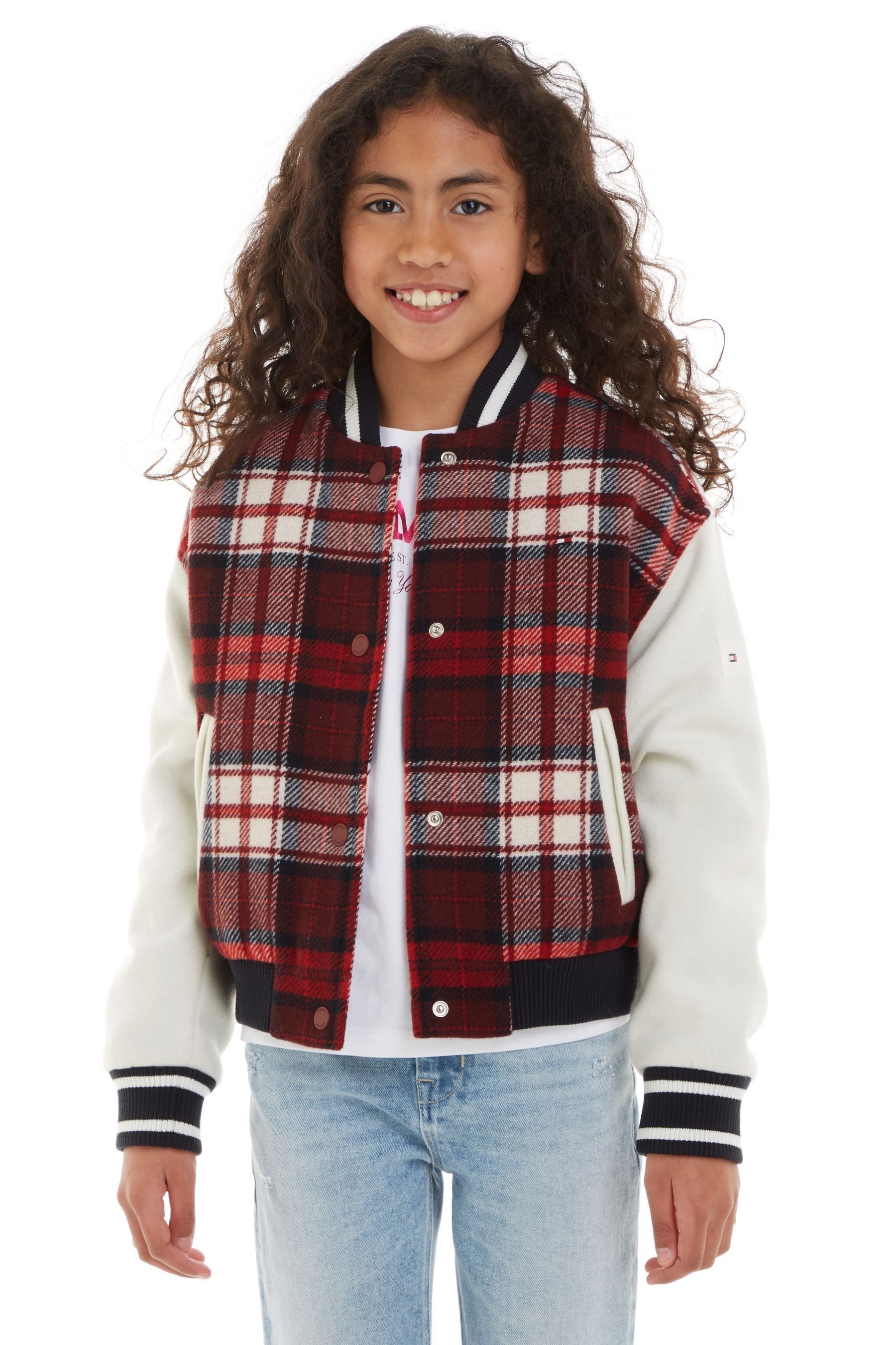 Buy Tommy Hilfiger Kids Red Tartan Varsity Jacket from Next Luxembourg