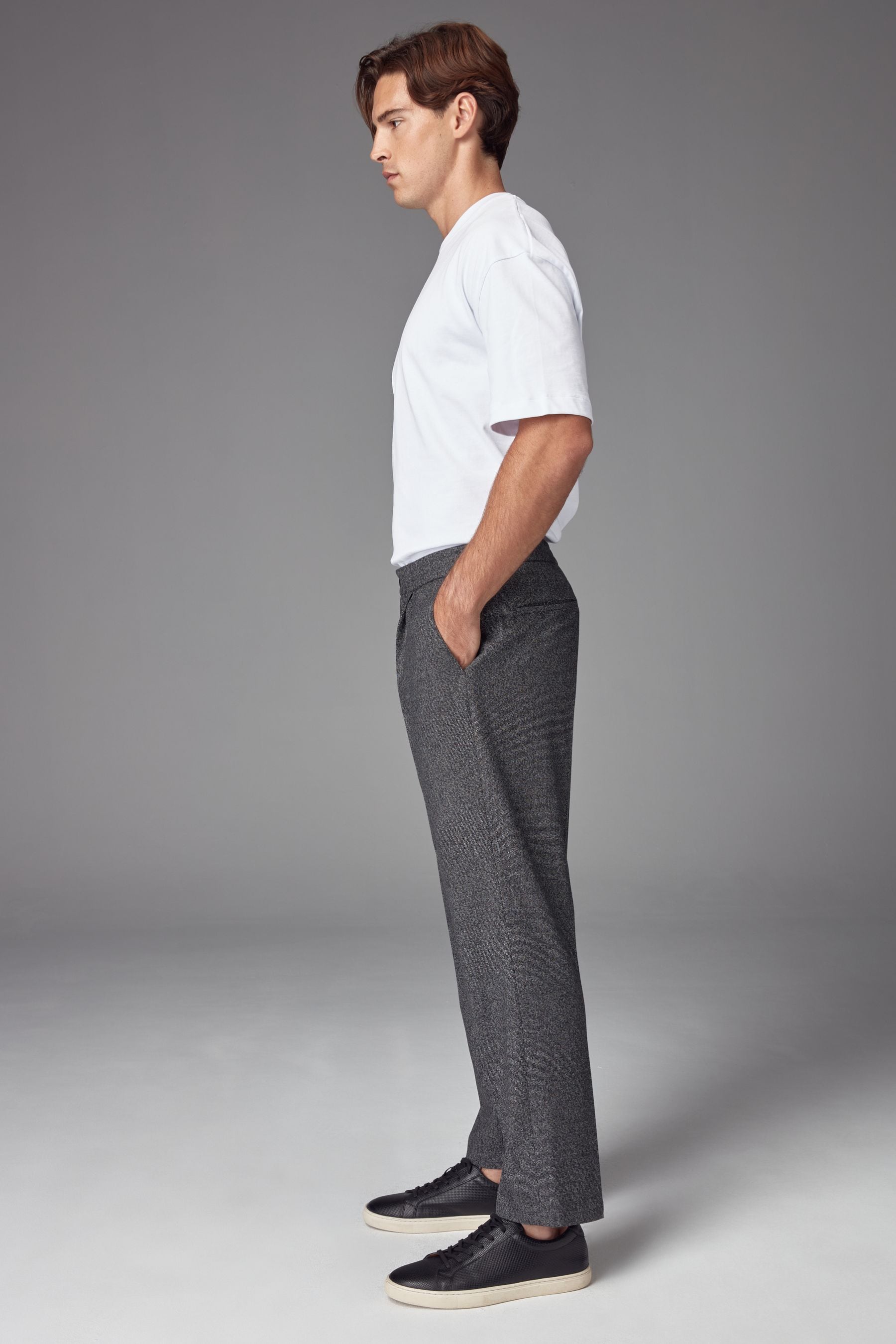 Buy Grey Smart Textured Jogger Trousers from Next Canada