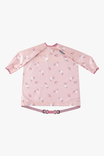 Bibado Pink Coverall Attachable Weaning Bib: Curious Rabbits