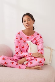 Pink Heart 100% Cotton Long Sleeve Pyjamas - Image 1 of 8