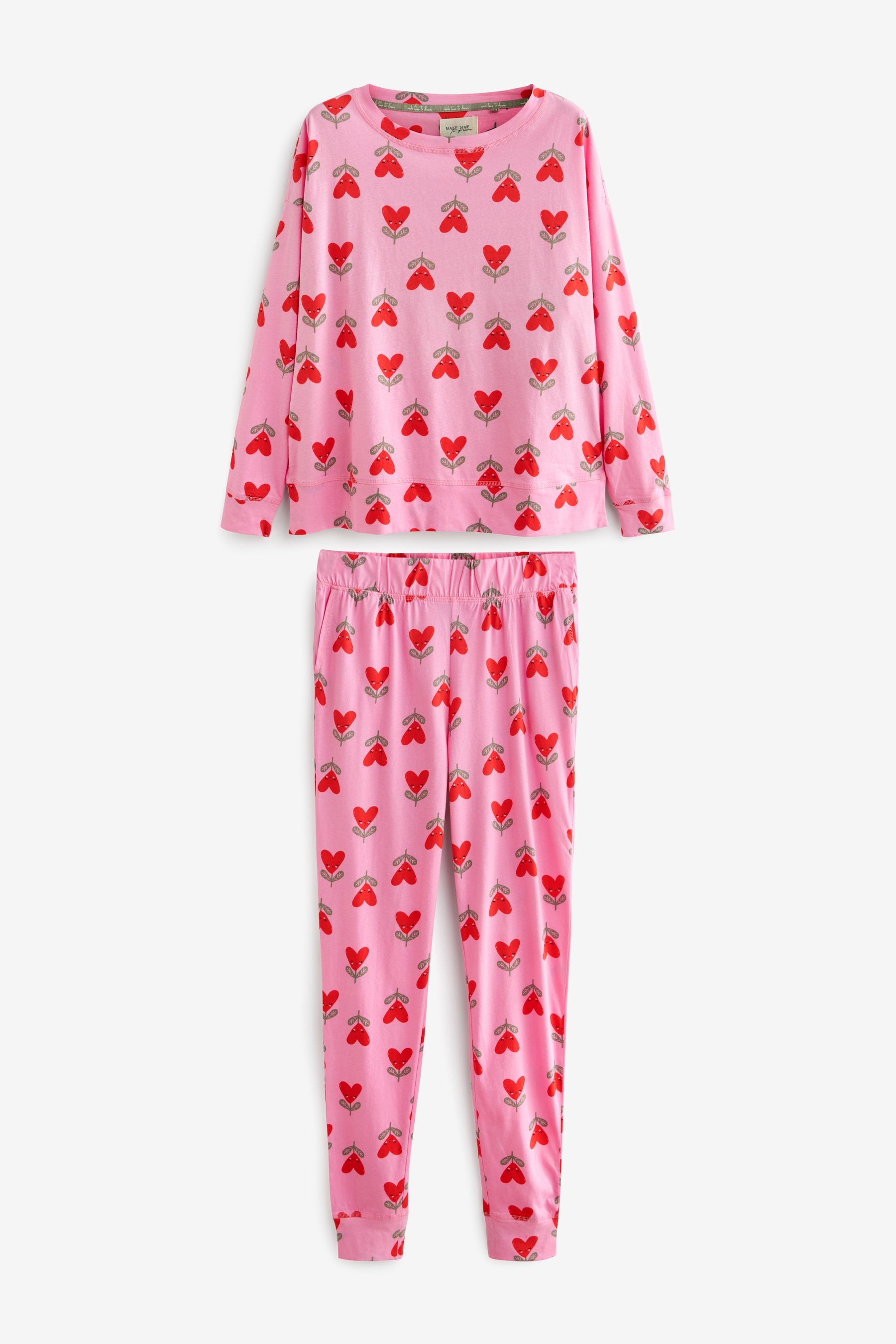 Buy Pink Heart 100 Cotton Long Sleeve Pyjamas from the Next UK online shop