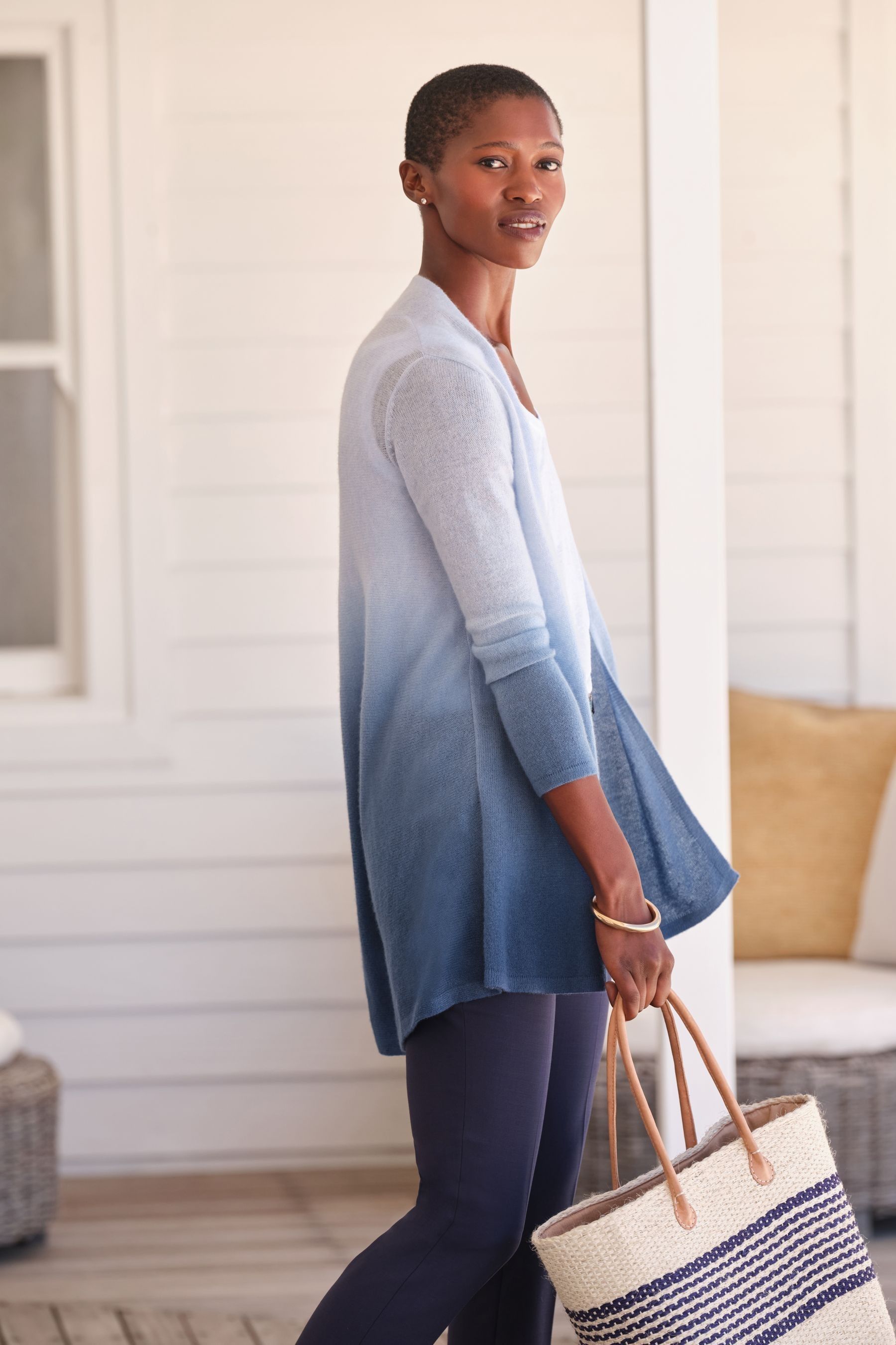 Buy Pure Collection Blue Gassato Dip Dyed Swing Cardigan from Next Germany