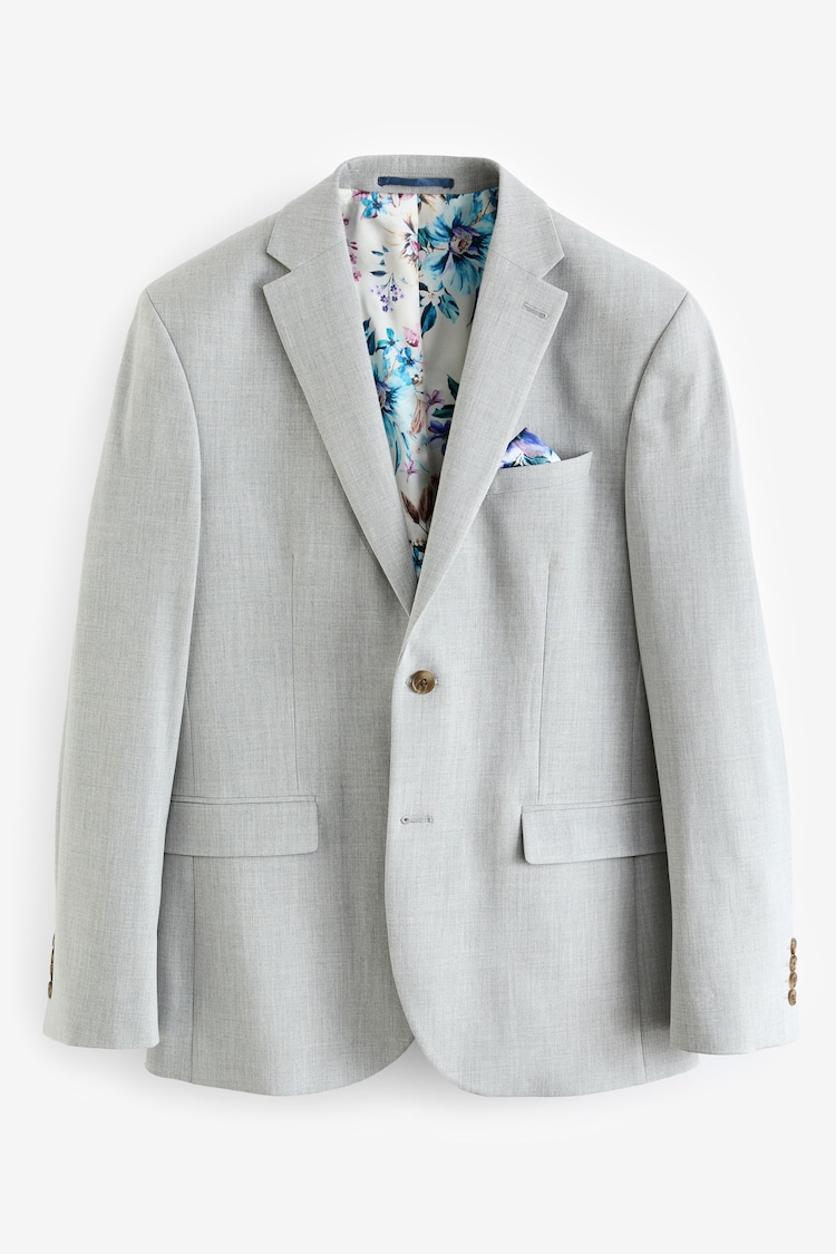 Light Grey Regular Fit Motionflex Stretch Suit Jacket - Image 6 of 10