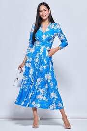 Jolie Moi Blue Devorah Printed Jersey Long Sleeve Maxi Dress - Image 1 of 6