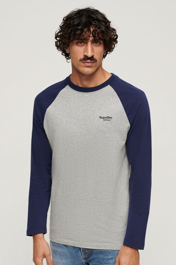 Superdry Blue/Grey Essential baseball Long Sleeve Top