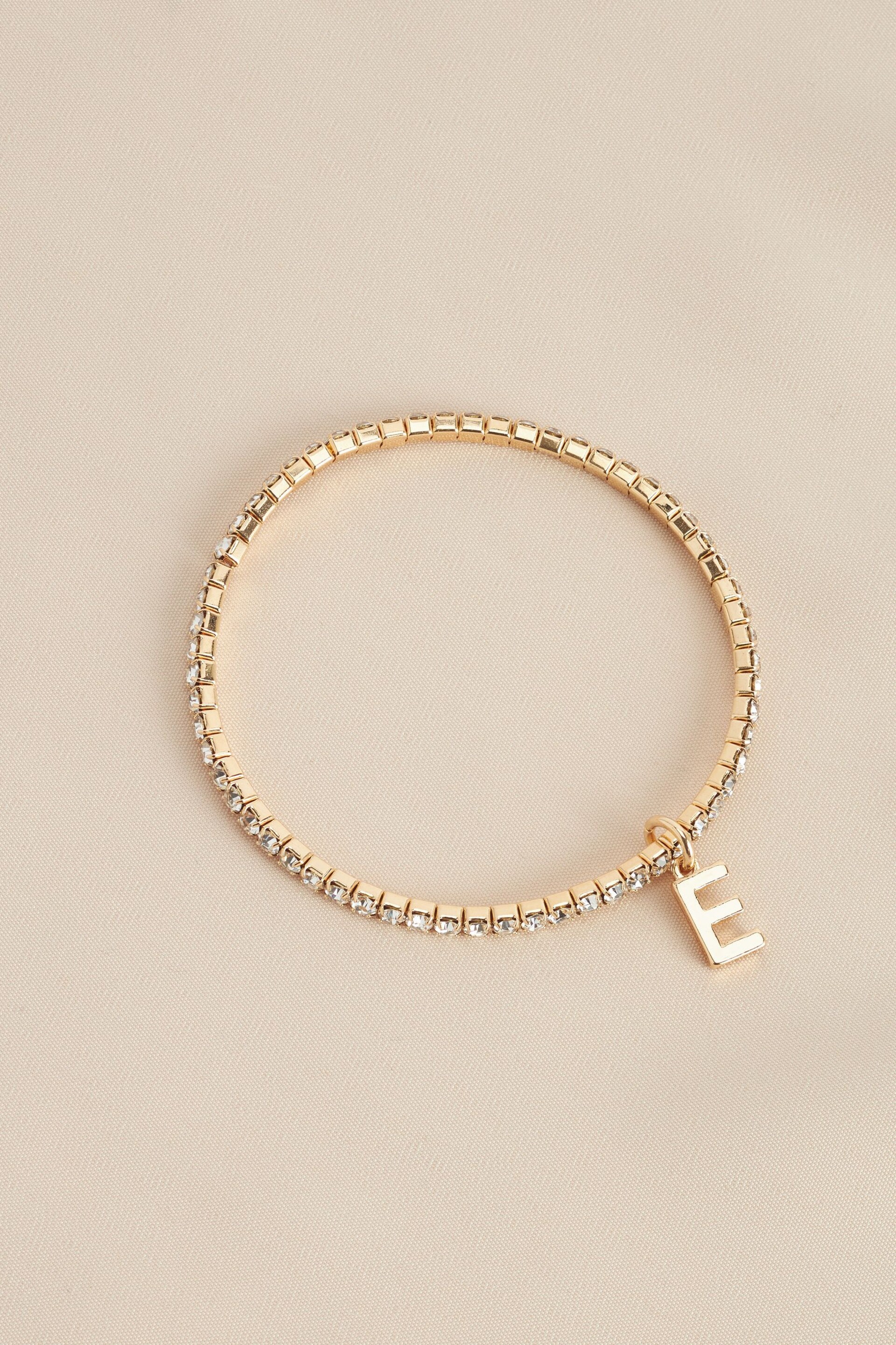 Gold Tone Initial Bracelet Letter E - Image 1 of 3