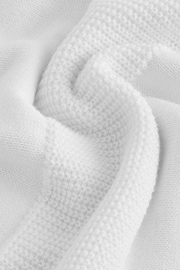 White Zip Neck 100% Cotton Long Sleeve Knitted Polo Shirt (3-16yrs) - Image 3 of 5