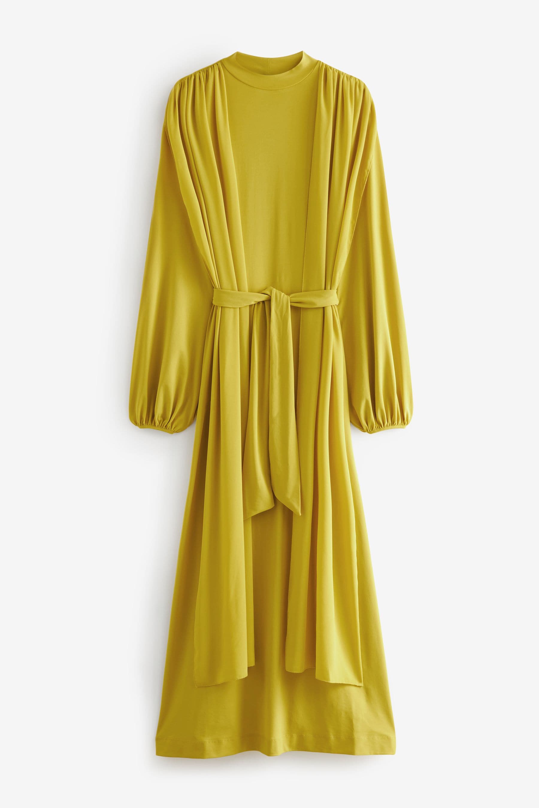 Yellow long sleeve midi dress top