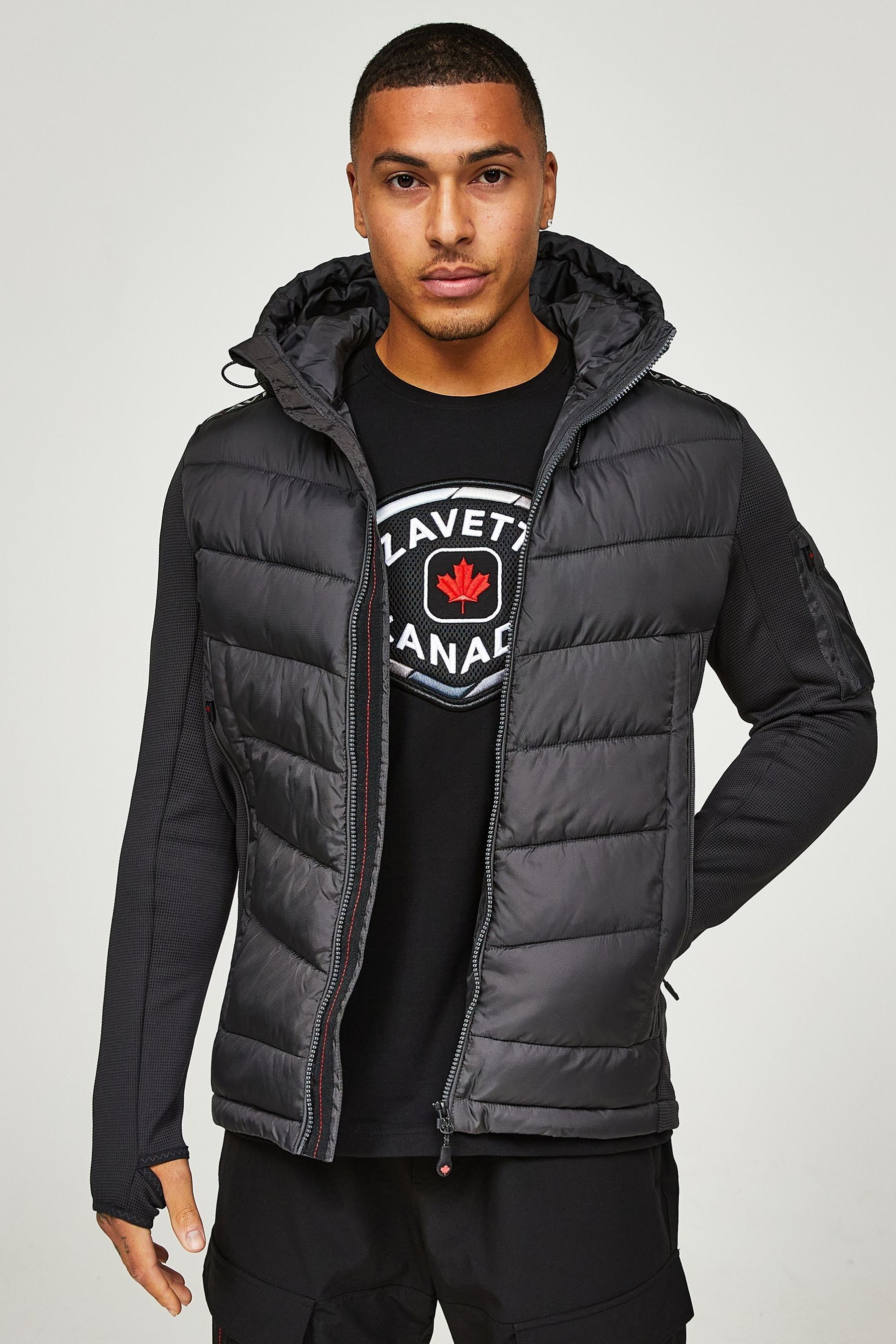 Buy Alessandro Zavetti Grey Balvazetti Hybrid Puffer Jacket from