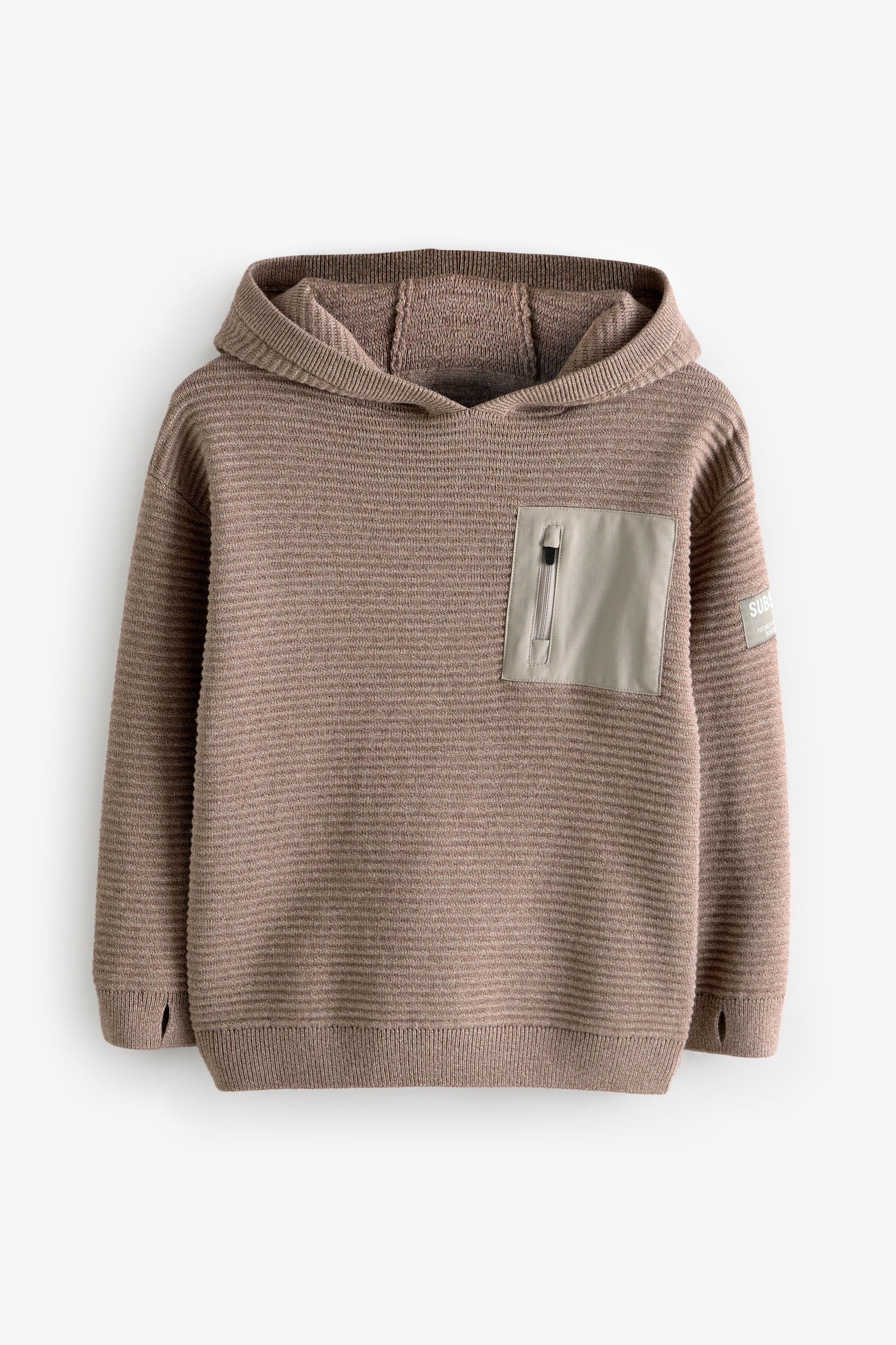 Buy Taupe Brown 100 Cotton Utility Knitted Hoodie 3 16yrs from the Next UK online shop
