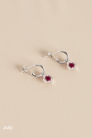 Sterling Silver Hexagon Birthstone Hoop Earrings - Image 10 of 15