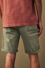 Khaki Green Slim Fit Premium Laundered Stretch Chino Shorts - Image 3 of 9