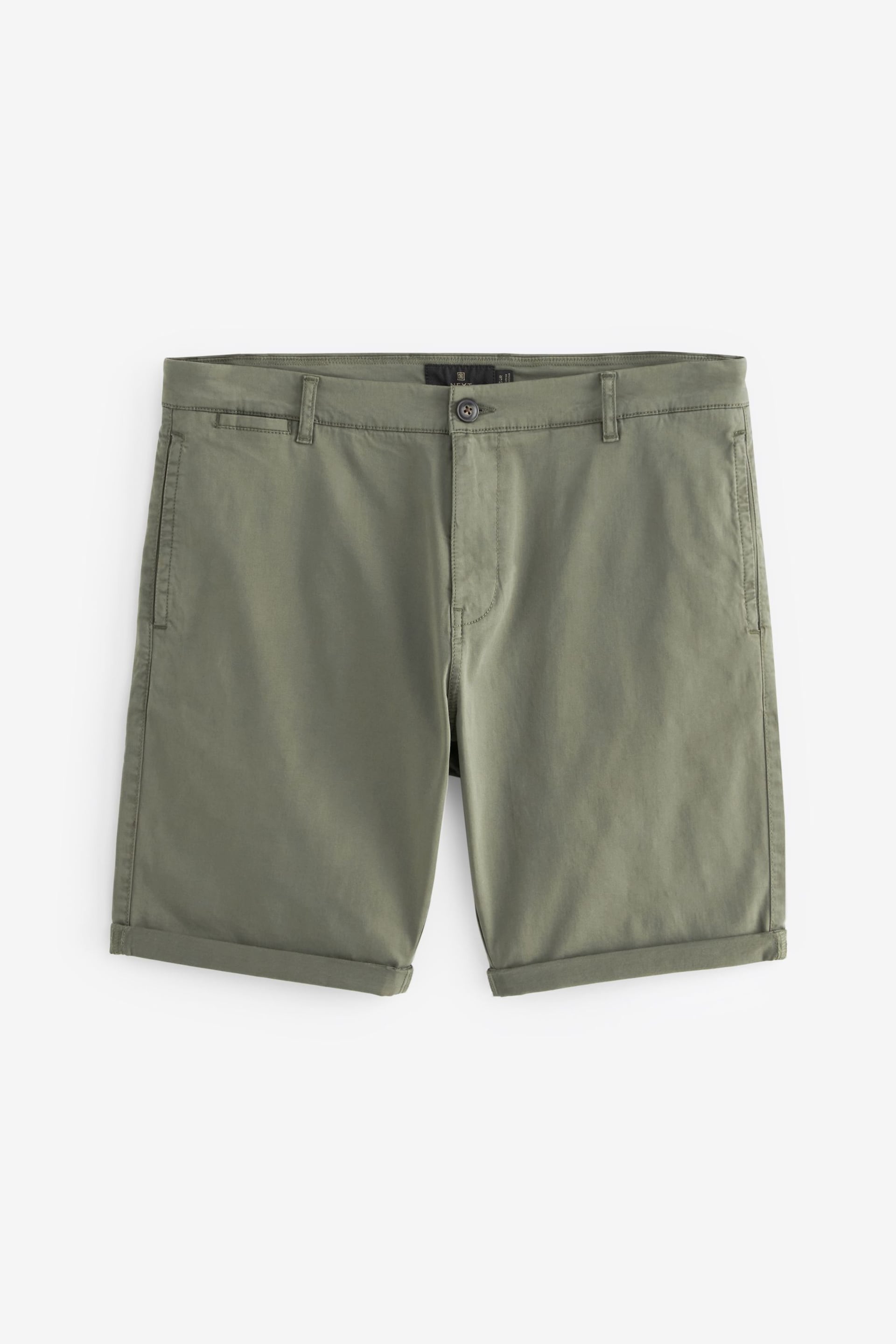 Khaki Green Slim Fit Premium Laundered Stretch Chino Shorts - Image 5 of 9