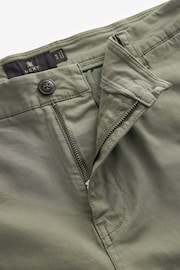 Khaki Green Slim Fit Premium Laundered Stretch Chino Shorts - Image 7 of 8