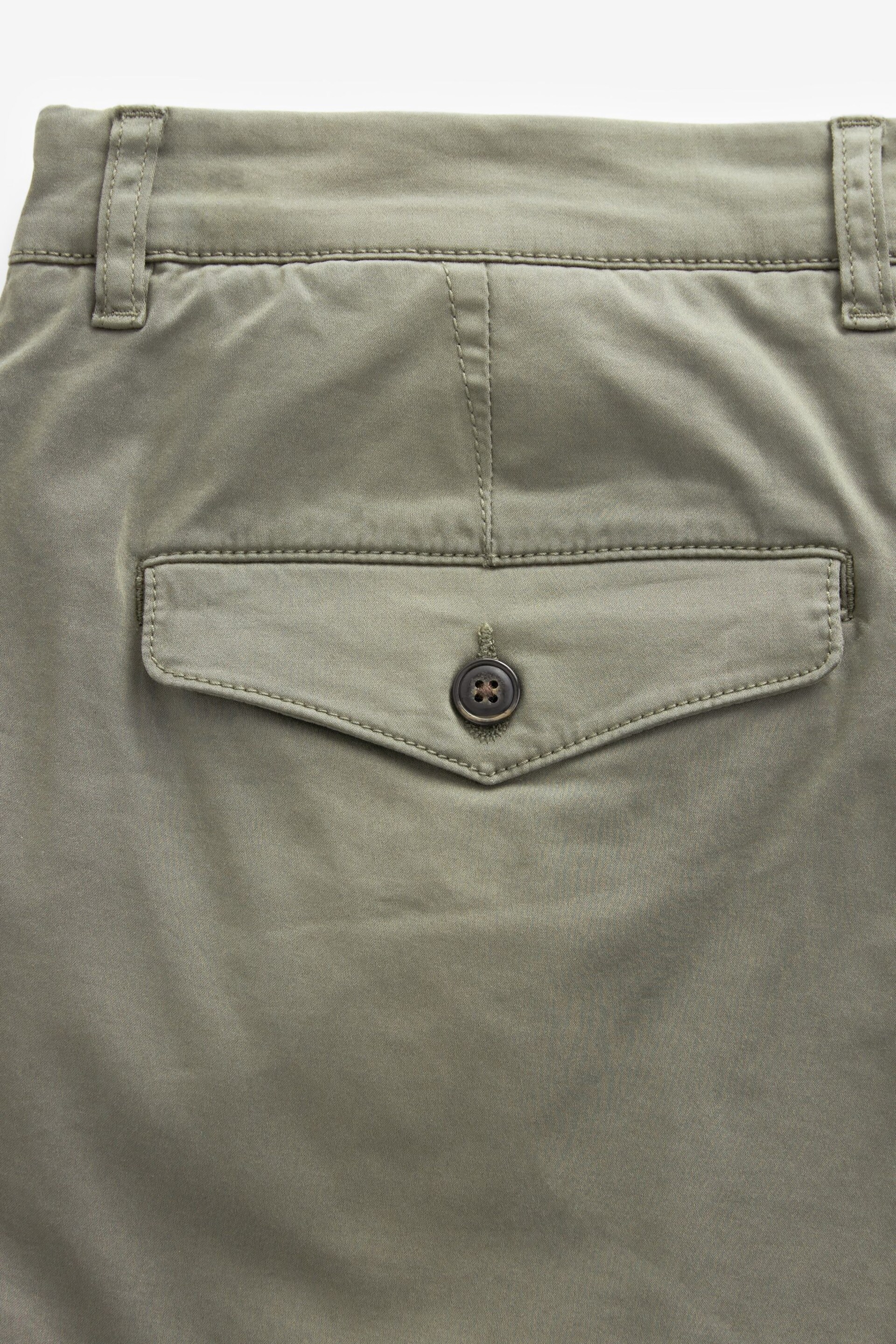 Khaki Green Slim Fit Premium Laundered Stretch Chino Shorts - Image 9 of 9