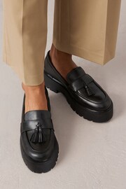 Black Signature Leather Chunky Tassel Loafers - Image 1 of 10