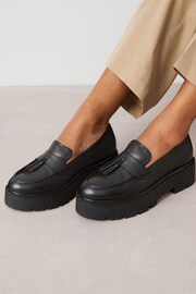 Black Signature Leather Chunky Tassel Loafers - Image 3 of 10