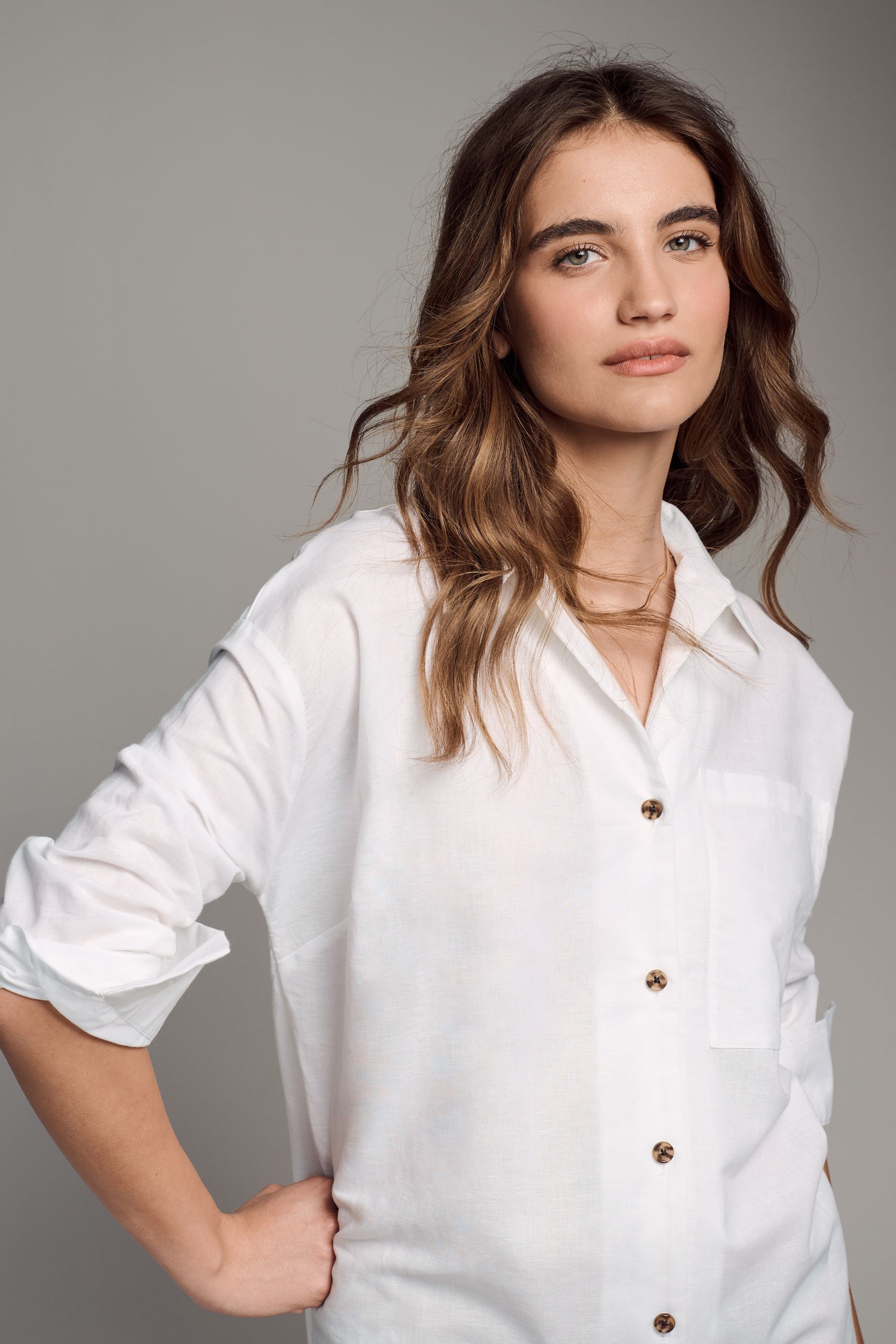 Buy The Set White Longline Shirt Dress with Linen from Next United Arab Emirates