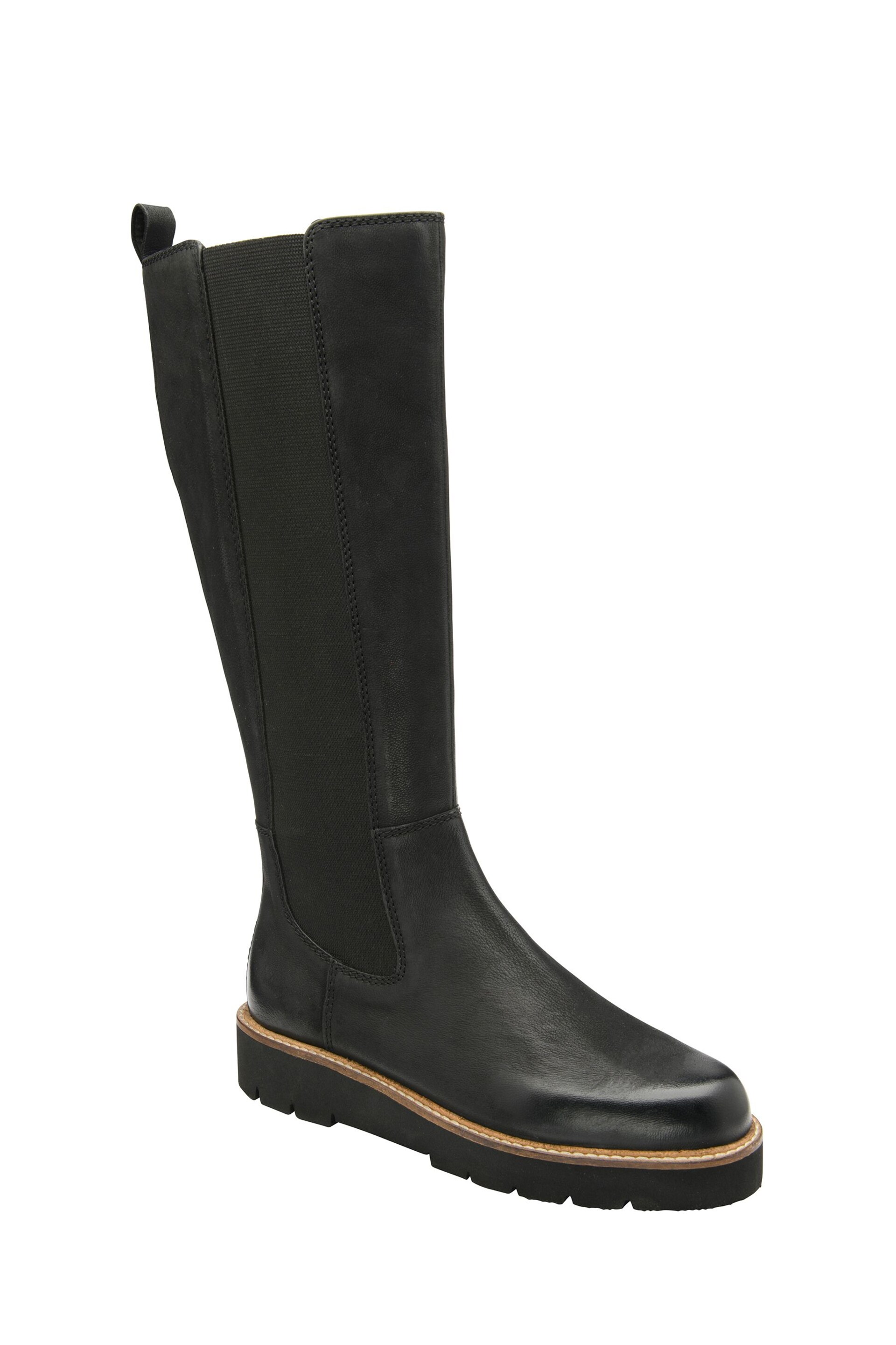 Ravel Black chrome Leather Knee High Chelsea Boots - Image 1 of 4