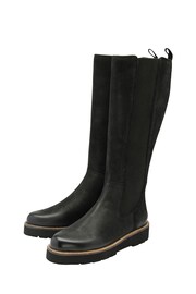 Ravel Black chrome Leather Knee High Chelsea Boots - Image 2 of 4