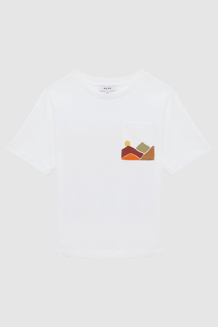 Reiss White Dunes Junior Relaxed Fit Cotton Motif T-Shirt - Image 2 of 6