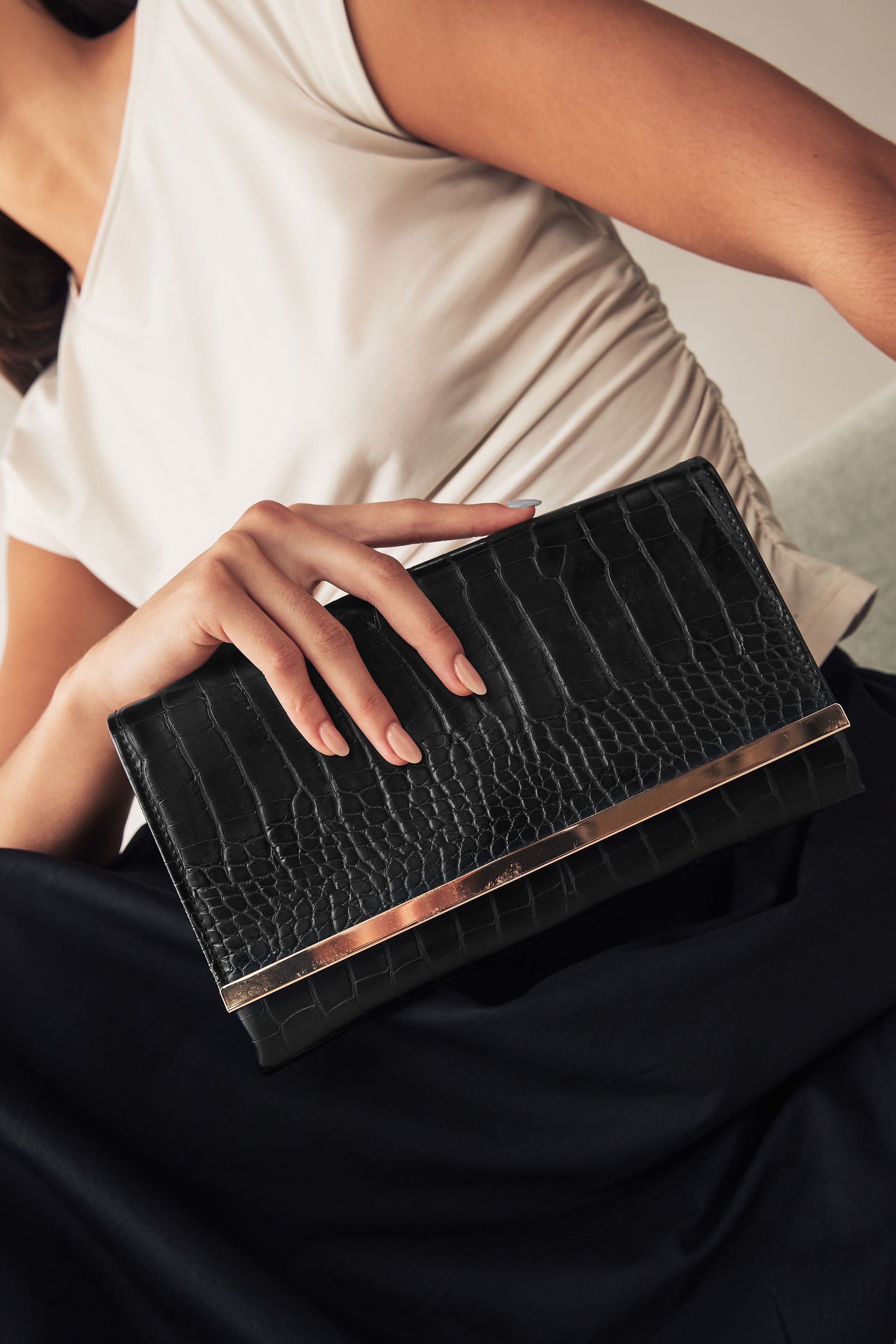 Next black shop clutch bag