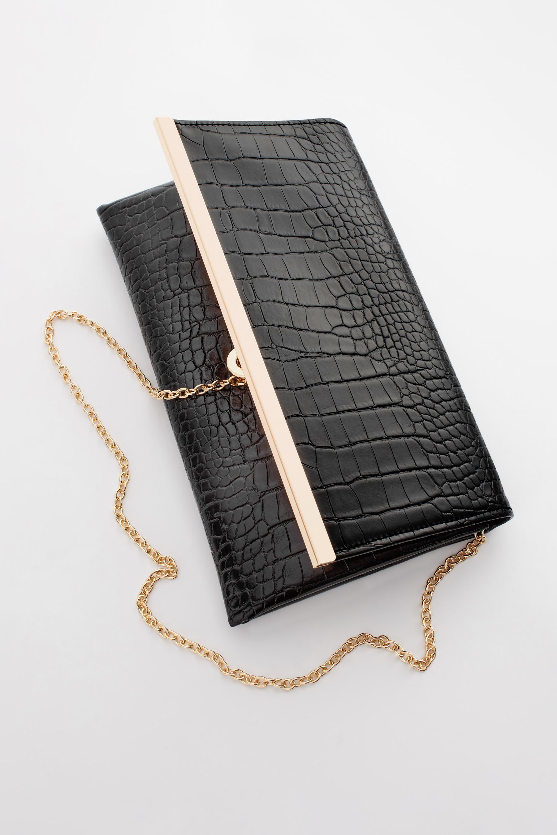 NEXT Black Clutch Bag With Detachable Cross Body Chain one Womens