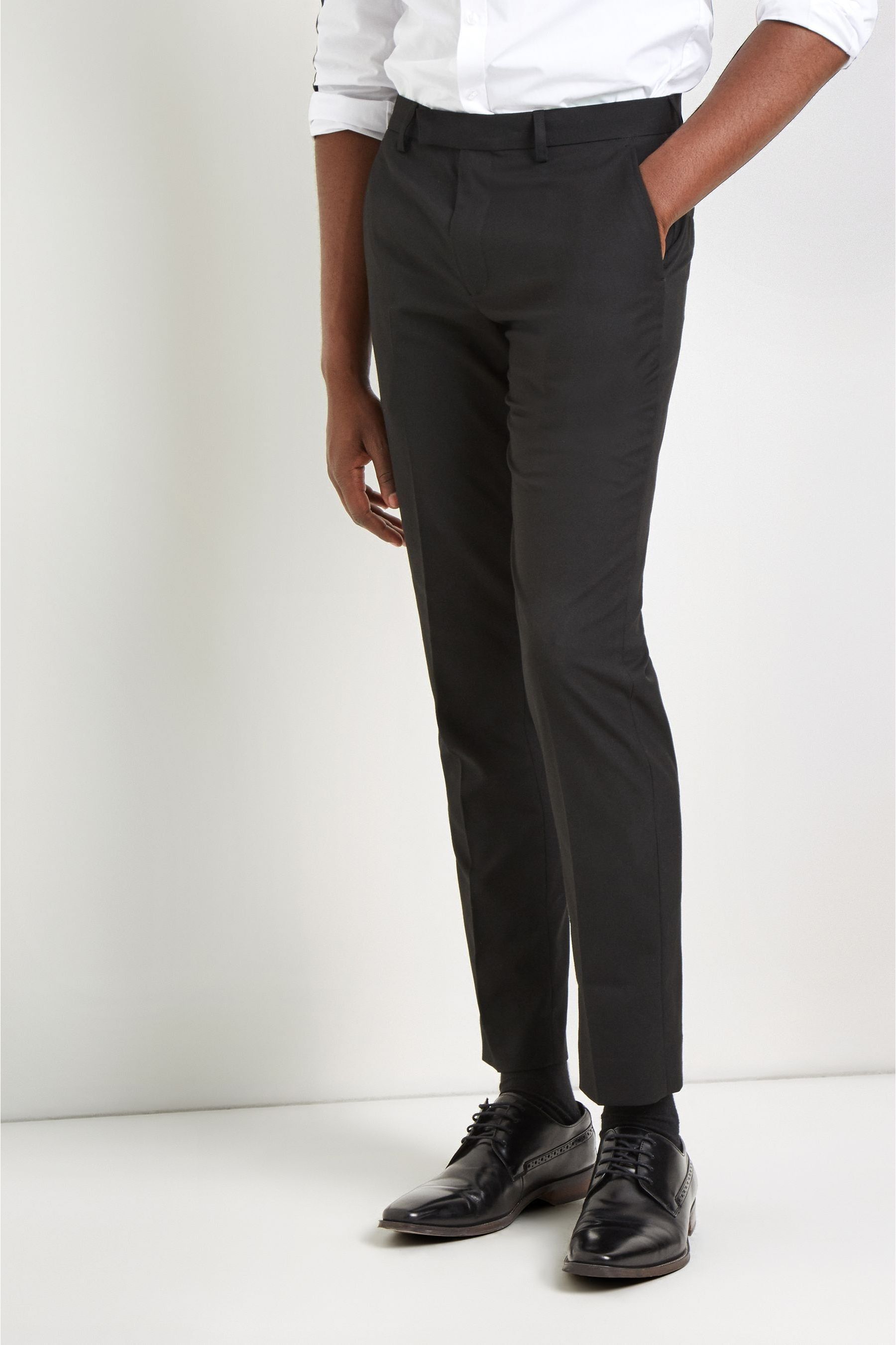 Buy MOSS Skinny Fit Machine Washable Black Plain Trousers from Next Luxembourg