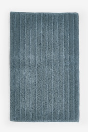 Blue Slate Egyptian 100% Cotton Ribbed Bath Mat - Image 3 of 3