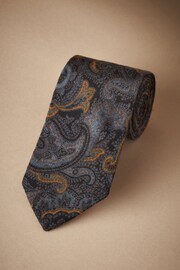 Grey Paisley Signature Made In Italy Silk Wool Blend Tie - Image 1 of 3