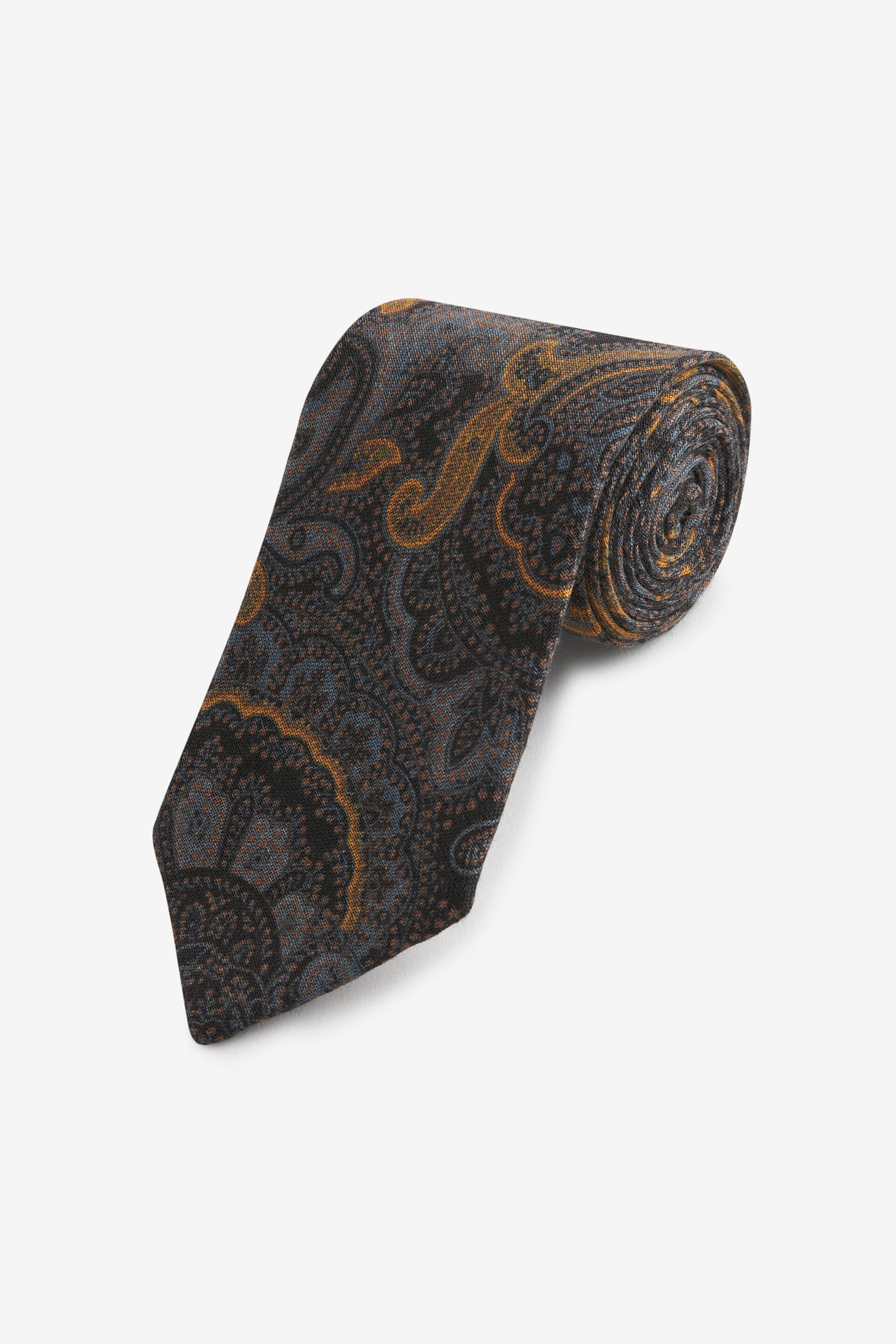 Grey Paisley Signature Made In Italy Silk Wool Blend Tie - Image 1 of 3