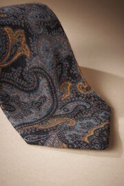 Grey Paisley Signature Made In Italy Silk Wool Blend Tie - Image 2 of 3