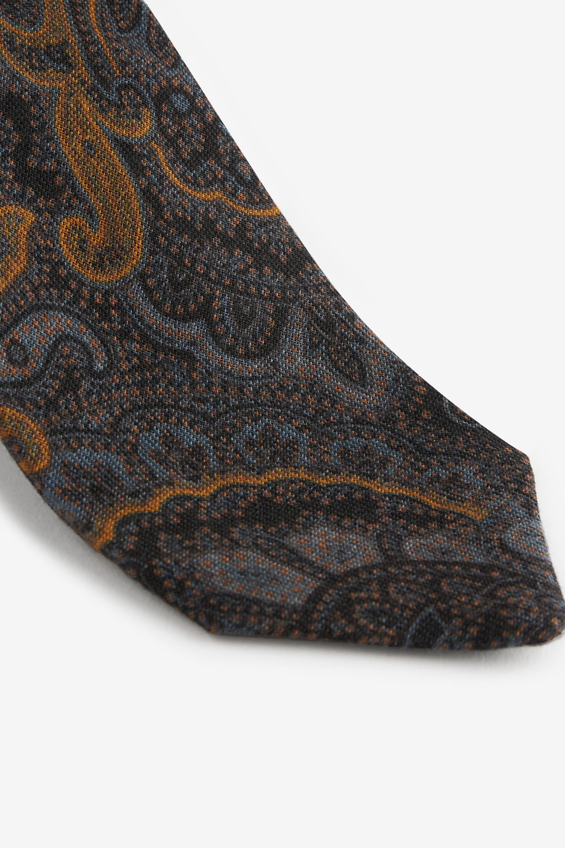 Grey Paisley Signature Made In Italy Silk Wool Blend Tie - Image 2 of 3