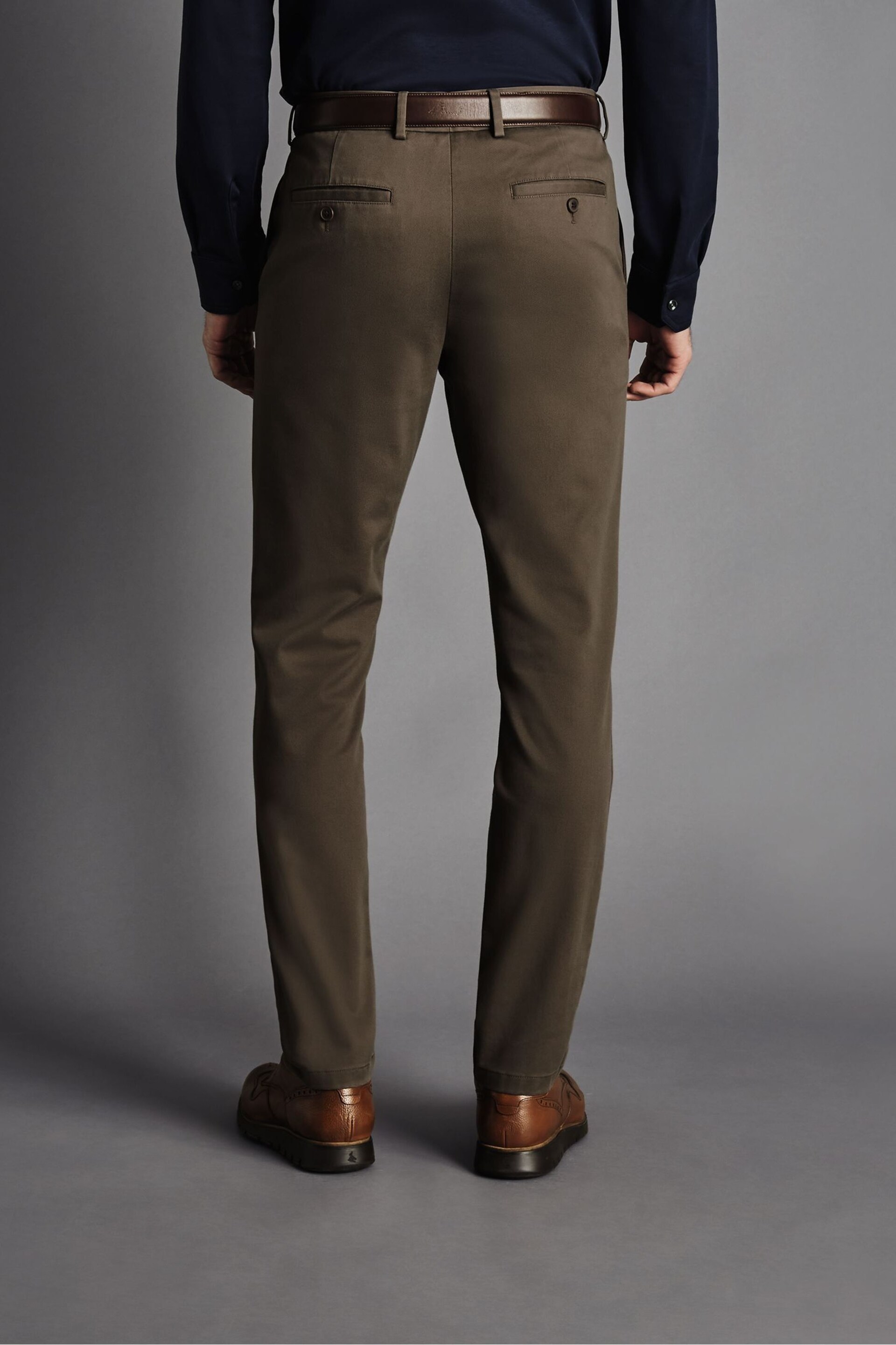 Charles Tyrwhitt Brown Slim Fit Ultimate Non-Iron Chinos - Image 2 of 5