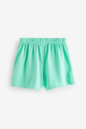Pink/Green Cotton Scallop Edge Shorts 3 Pack (3mths-7yrs)