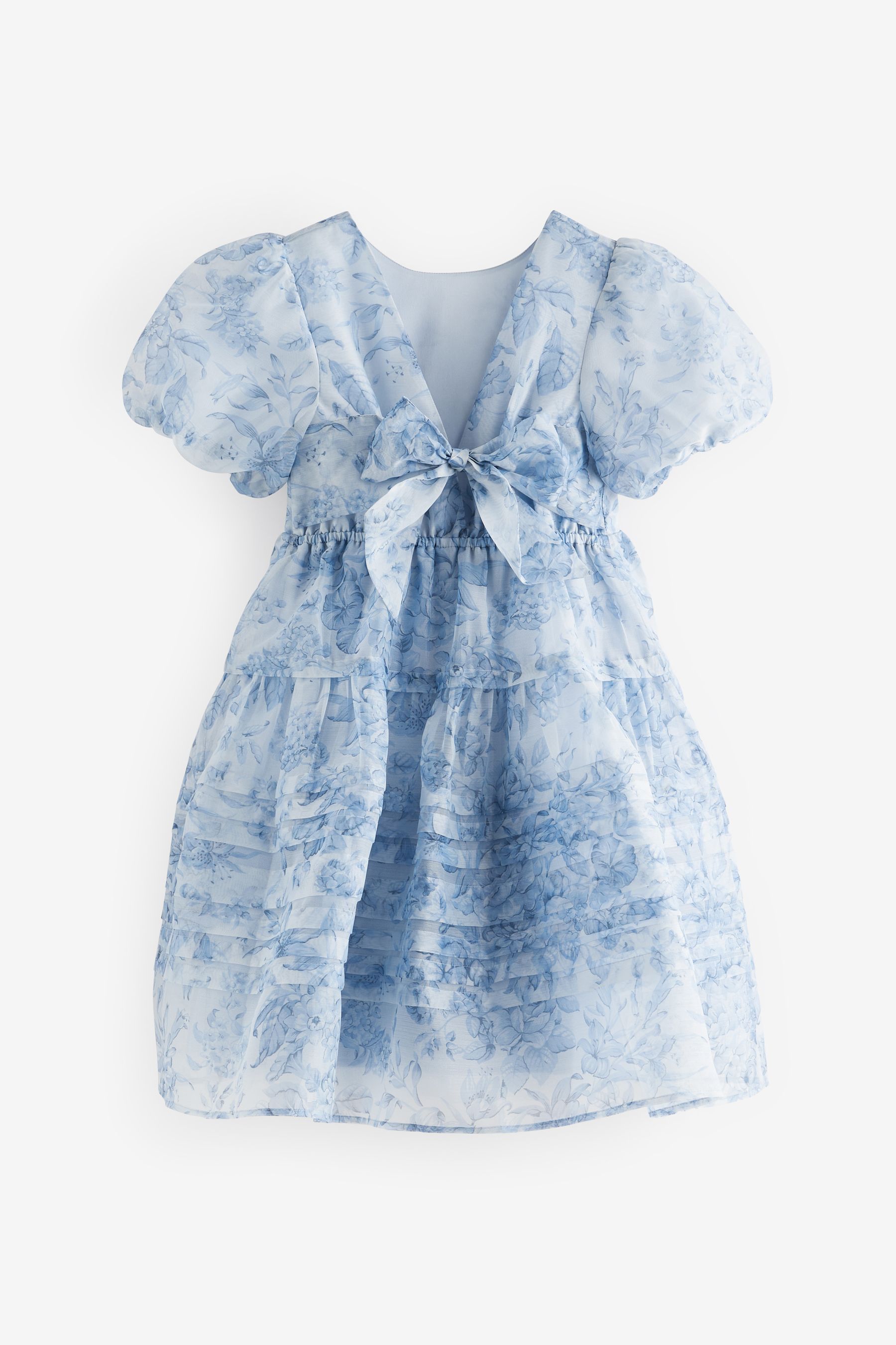 Buy Laura Ashley Blue Organza Floral Midi Dress from Next Luxembourg