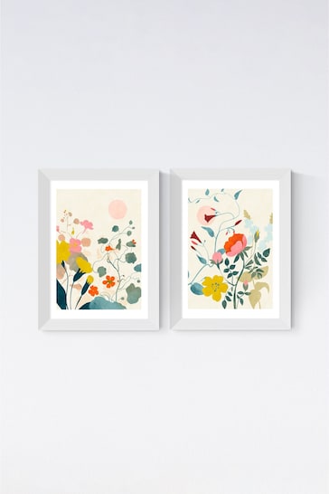 East End Prints Set of 2 Brown Floral Meadow Wall Prints Set by Ana Rut Bre