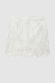 Reiss Cream Kirsten Feather Mini Skirt - Image 3 of 6