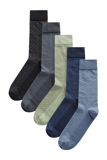 Blue/Green Pattern Smart Socks 5 Pack