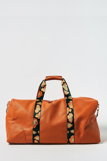 Oliver Bonas Orange Hattie Animal Print Weekend Bag
