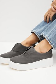 Grey Slip On Signature Forever Comfort® Leather Chunky Wedges Platform Trainers - Image 1 of 9
