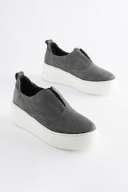 Grey Slip On Signature Forever Comfort® Leather Chunky Wedges Platform Trainers - Image 3 of 9