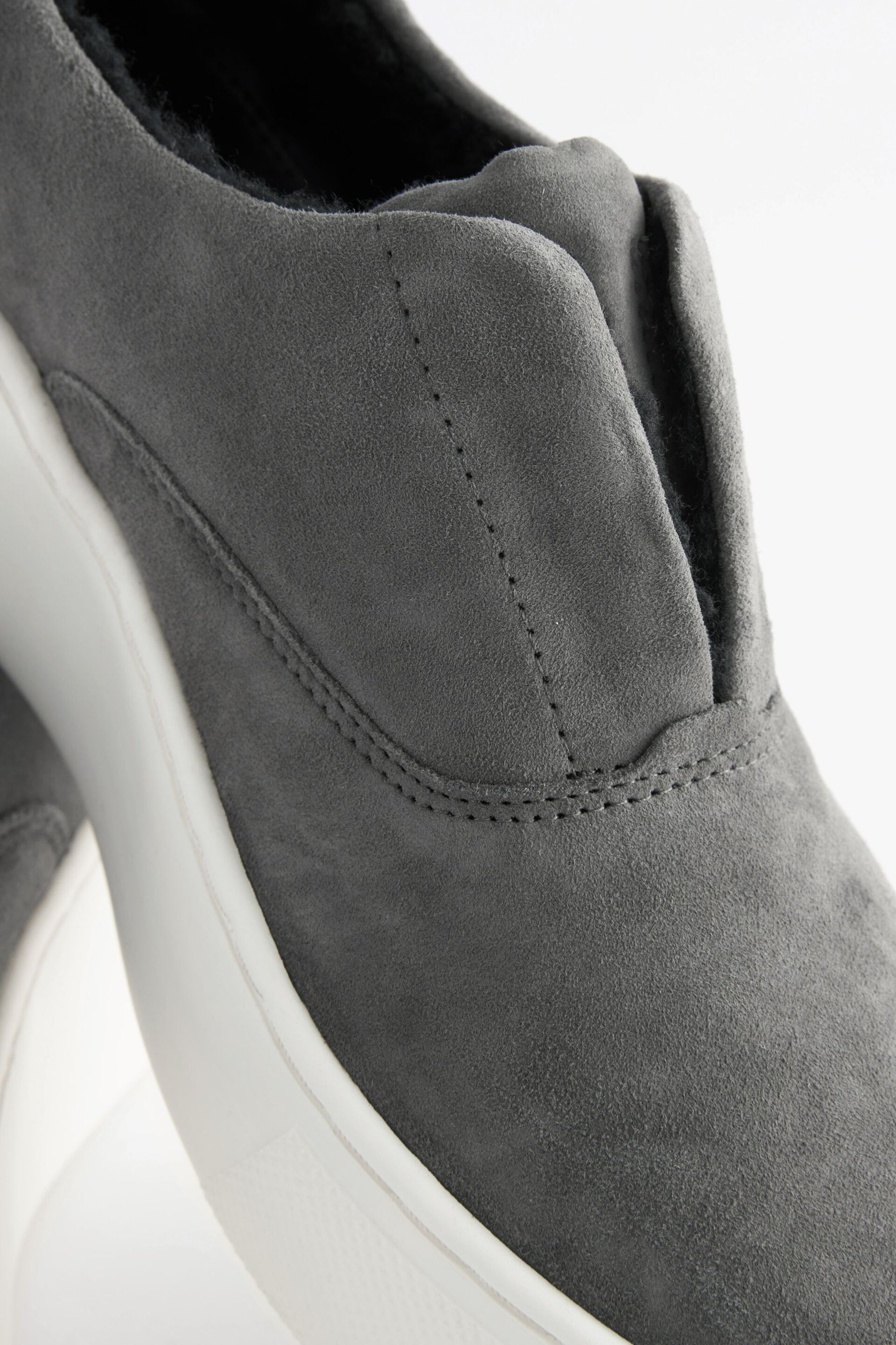 Grey Slip On Signature Forever Comfort® Leather Chunky Wedges Platform Trainers - Image 6 of 9