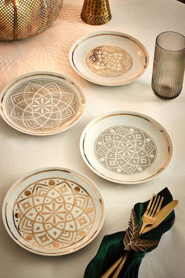 Set of 4 White Aliya Side Plates