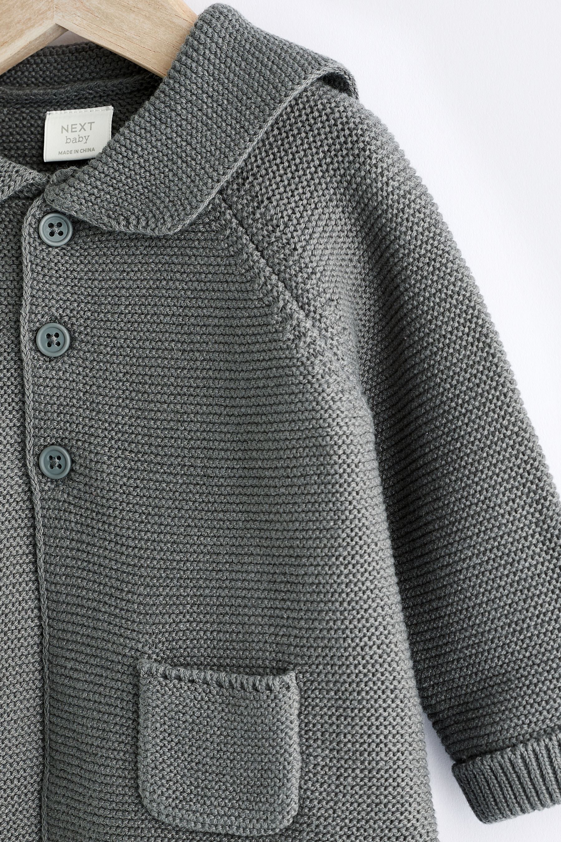 Buy Grey Baby Collared Knitted Cardigan 0mths 2yrs from Next Luxembourg