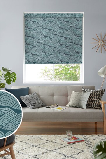 MissPrint Blue Green Frontier Made to Measure Roller Blinds
